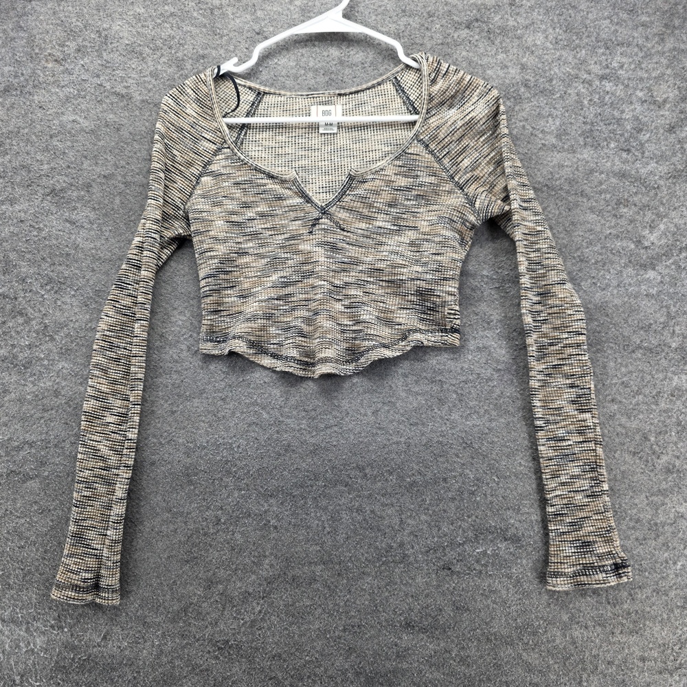 BDG Sweater Womens Medium Waffle Knit Crop Top Long Sleeve Urban Outfitters